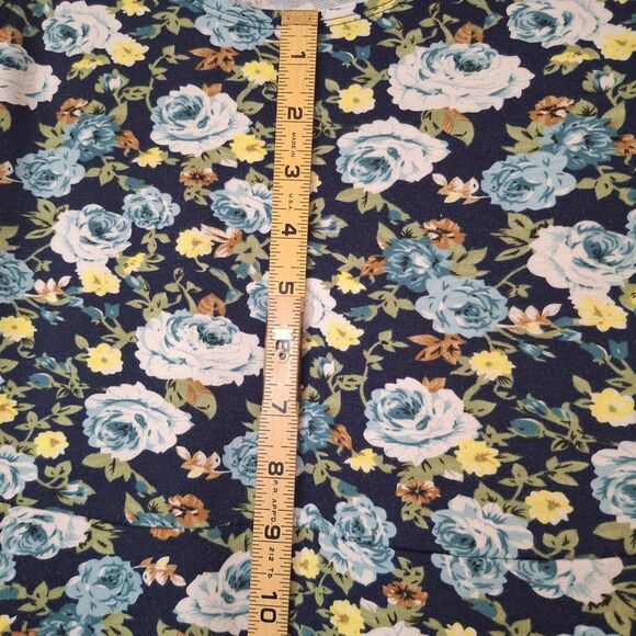 Tomsware Sz Med Jersey Stretch Blue Yellow Floral Sleeveless Y2K Skater Dress - Picture 6 of 8